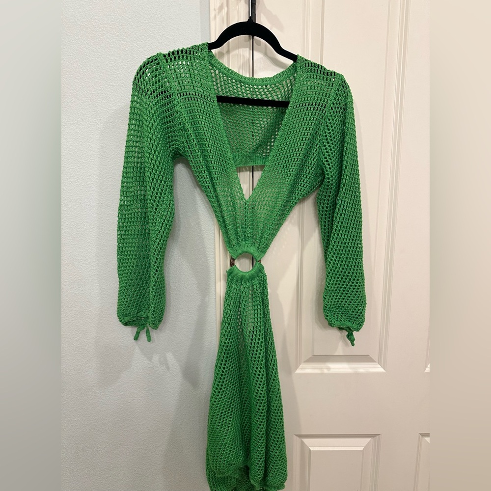 Green crochet knit coverup!